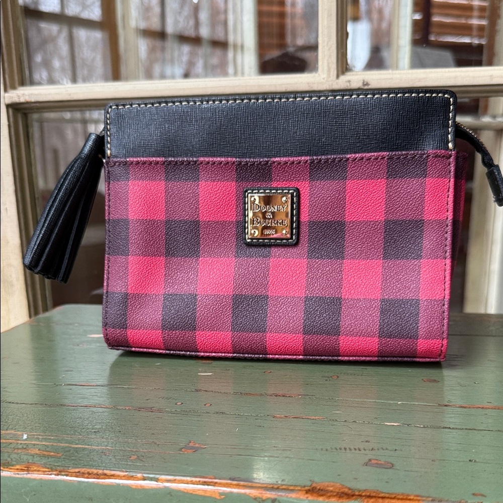 Dooney & Bourke Red and Black Plaid Clutch